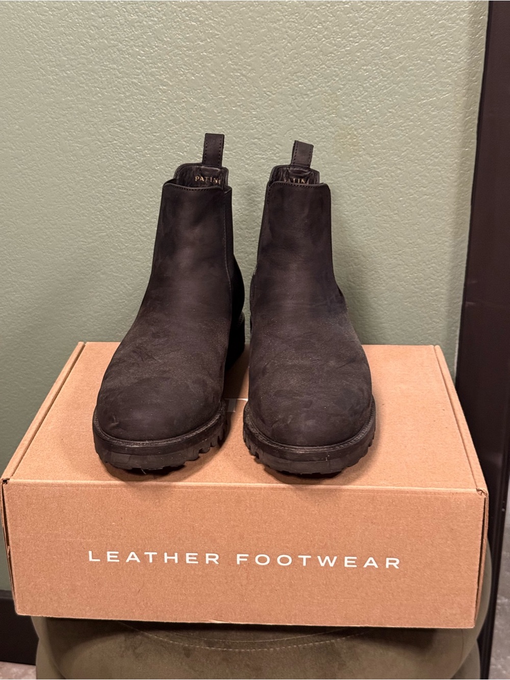 Patina Black Suede Chelsea Boots for Men